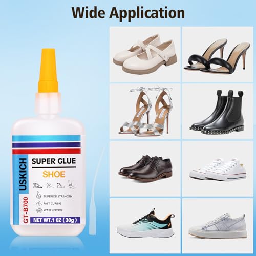 Super Glue for Shoe with Anti Clog Cap.6 X 1 Fl Oz,Ca Glue - Clear Shoe Glue Sole Repair,Waterproof Sneaker Glues for Rubber Soles,Boot,Leather, Heels,Tennis,Strong Boot Fix,Insole Adhesive - style: Shoe-Glue