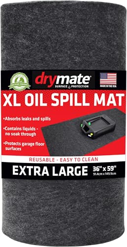 Drymate XL Oil Spill Mat (36" x 59"), Premium Absorbent Oil Pad, Reusable, Washable, Durable, Waterproof Backing Contains Liquids, Protects Garage Floor Surface (USA Made) - size: 36" x 59"