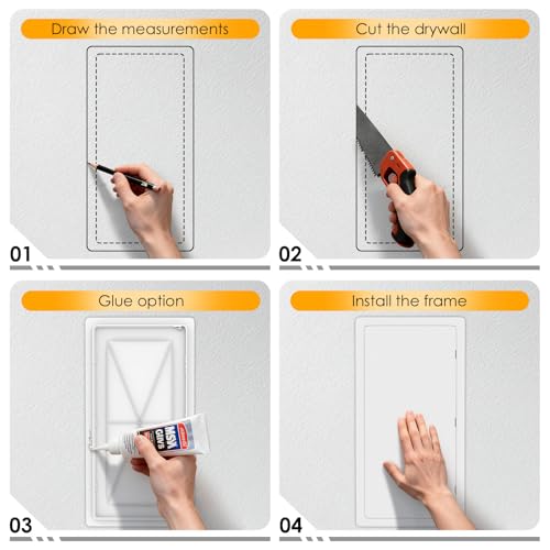 Suteck Plumbing Access Panel for Drywall Ceiling 14 x 29 Inch Reinforced Plastic Wall Access Doors Removable Hinged White - size: 14 x 29 inch