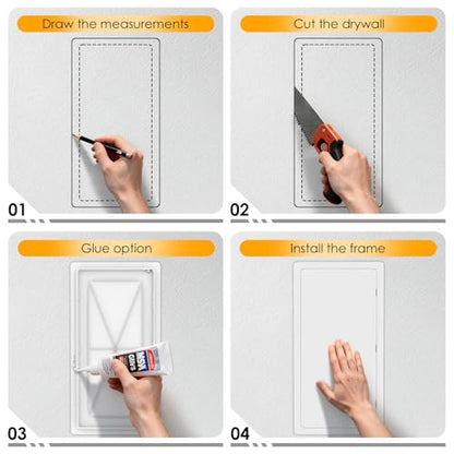 Suteck Plumbing Access Panel for Drywall Ceiling 14 x 29 Inch Reinforced Plastic Wall Access Doors Removable Hinged White - size: 14 x 29 inch