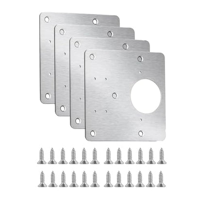 4 Piece Hinge Repair Kit - Cabinet Hinge Repair Plate Stainless Steel Door Hinge Repair Kit for Kitchen Cabinet Hinge Repair Brackets with Mounting Screws and Screwdrivers (4) (4, 3.5"x3.5") - size: 3.5"x3.5"