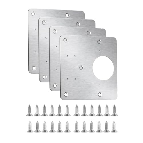 4 Piece Hinge Repair Kit - Cabinet Hinge Repair Plate Stainless Steel Door Hinge Repair Kit for Kitchen Cabinet Hinge Repair Brackets with Mounting Screws and Screwdrivers (4) (4, 3.5"x3.5") - size: 3.5"x3.5"