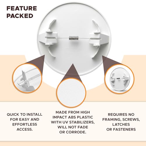 Morvat Round Spring Access Panel 5x5 Inch for Ceiling & Drywall, Heavy-Duty Durable ABS Plastic & Easy Install Access Box, Wall Hole Cover Plate for Plumbing & Electrical Cable & Wiring, White, 4 Pack - size: 4 Pack