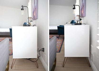 Sleek Socket Original and Patented Flat Ultra-Thin Outlet Concealer with EXTENSIO - size: 8ft - Dual Cords, style: Inverted Outlet