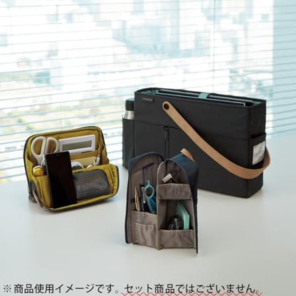 KOKUYO Pencil Case Pouch, Haco-Biz Standing Pen Pouch Bag, Foldable Stand up Pencil Holder Organizer, Large Capacity Portable Pencil Box for Office Supplies - color: Black x Green