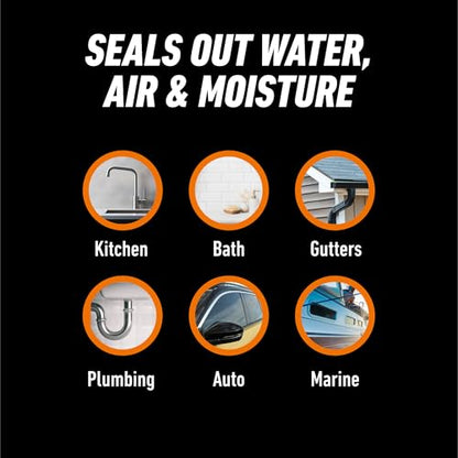 Gorilla Ultimate Sealant Kitchen & Bath Caulk, Paintable & Waterproof, 9 oz Cartridge, White