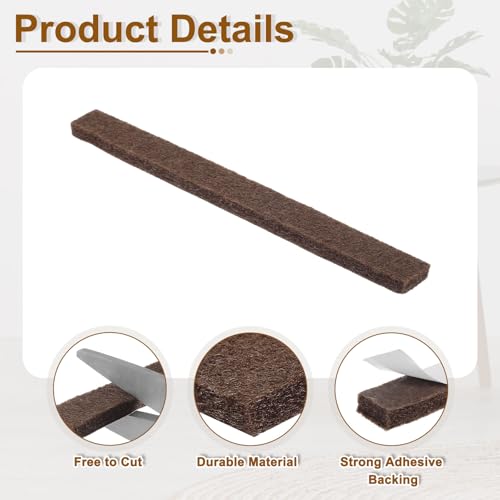 uxcell Felt Strips with Adhesive Backing, 20 Pcs 1/2" x 6" x 0.2" Anti Scratch Furniture Felt Tapes Self-Stick Pads for Protecting Hardwood Floor, Brown - color: Brown