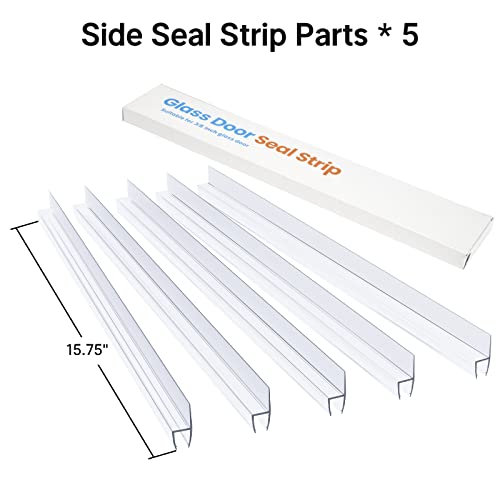 AmazerBath 5 PCS Shower Door Side Seal Strip for 3/8 Inch Glass - 15.75 Inches x 5, 5 Sections Segmented Shower Installation Kit, Frameless Glass Door Seal Strip - style: Side Seal 3/8