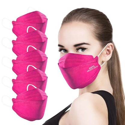 akgk KN95 Face Masks 50 Pack, 5-Ply Disposable Hot Pink Face Mask Against PM 2.5 Smoke and Dust - color: Z-50 Pack-hot Pink