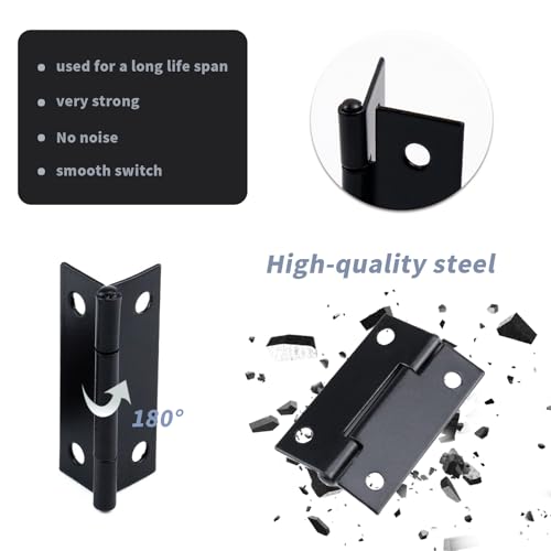 Antrader Folding Hinge, Cabinet Gate Closet Door Hinge 1-1/2'' Long Home Furniture Hardware with 96pcs Screws, Black, 24-Pack - color: Black, size: 1.5" x 0.94", 24pcs