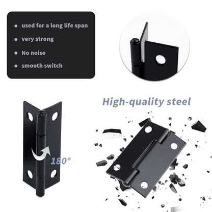 Antrader Folding Hinge, Cabinet Gate Closet Door Hinge 1-1/2'' Long Home Furniture Hardware with 96pcs Screws, Black, 24-Pack - color: Black, size: 1.5" x 0.94", 24pcs