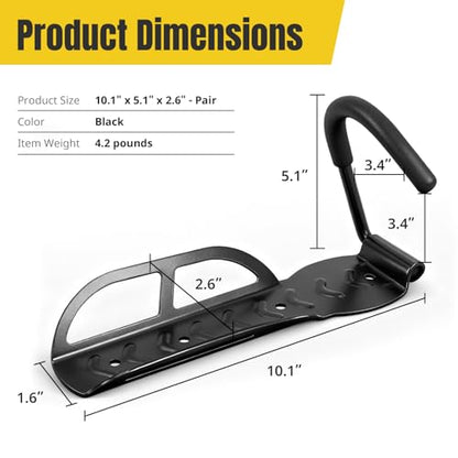 MaxxHaul 51186 Wall-Mounted Bike Rack – Heavy-Duty Steel Bicycle Hanger with TPE Hook – 66 lb Capacity, Space-Saving Vertical Storage for Garage or Apartment – Includes Mounting Hardware
