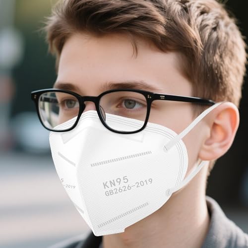 LEMENT KN95 Face Masks,100 Pack Breathable Cup Dust Disposable Masks For Adults,White - color: Adult-100 Pack-white