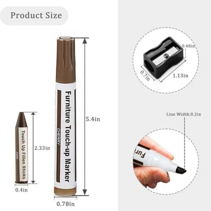 Wooden Furniture Floor Scratch Repair Markers and Wax Sticks for Stains, Scratches, Wood Floors, Tables, Desks, Carpenters, Bedposts, Touch Ups, and Cover Ups (Set of 13)