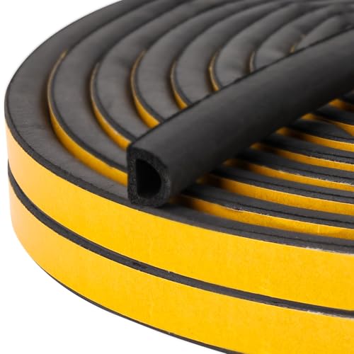 19.7Feet Rubber Weather Stripping Door Seal, Self-Adhesive Seals for Window Gap, Soundproofing, Insulation Strip, Door Sealers for Door Frame (Black) - color: Black