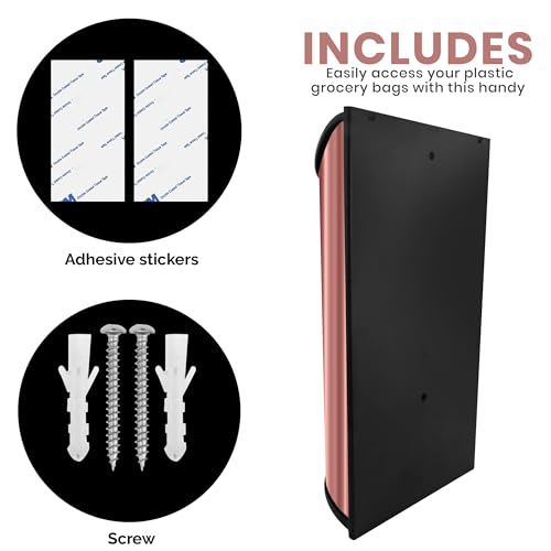 Utopia Kitchen Grocery Plastic Bag Holder and Dispenser, Easy Wall Mount Bag Saver, Stainless Steel, Rosegold - color: Rose Gold, size: Medium (Pack of 1)
