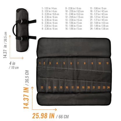 Under NY Sky Tool Roll Organizer, Heavy-Duty Wrench Bag, Portable Hand Tool Pouch for Mechanics, Electricians, and Hand Tools - color: 24 Slots Gray