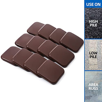 Furniture Sliders, 12pcs 3 inch Square Furniture Moving Kits Carpet Sliders for Moving Furniture, Heavy Duty Furniture Movers - Protect The Carpet Surface, Easily Move Any Items - size: 3inch 12pcs