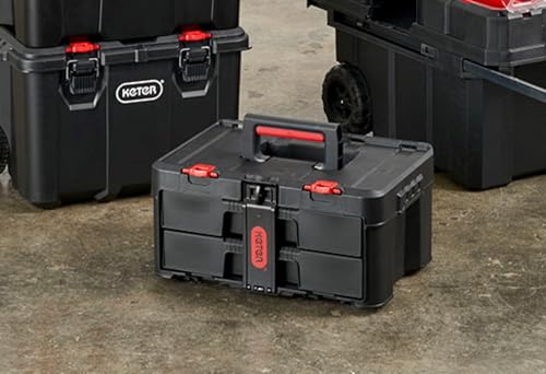 Keter Stack-n-Roll Two Drawer Tool Box for Small Parts and Power Tool Accessories, Fits Keter Modular Tool Storage System - size: 2 Drawer