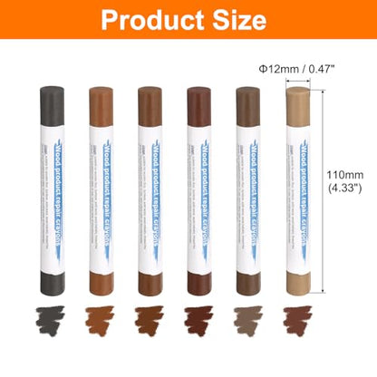 HARFINGTON Wood Filler Sticks 6 Colors Wooden Wax Touch Up Furniture Repair Crayons for Dark Red, Pastel Brown, Light Dim Gray, Light Taupe, Brown Wood, Medium Brown - color: Exotic Walnut Series