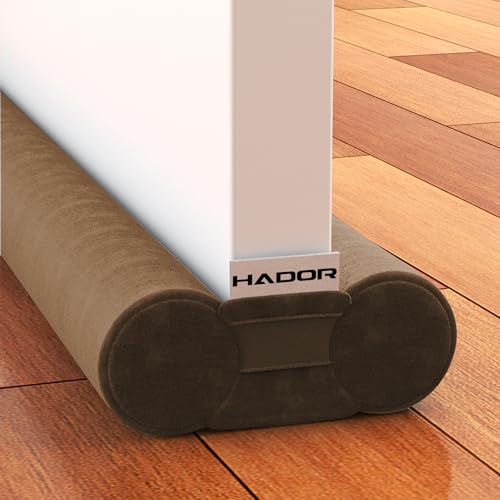 Door Draft Stopper for Bottom of Door, 36 Inch Under Draft Air Noise Light Blocker 30"- 36" Double Side Soundproof Sweep Filler Seal Gap up to 1.7" for French Patio Sliding Door Guard, Brown - color: Brown, size: 1 Pack - 36 Inch