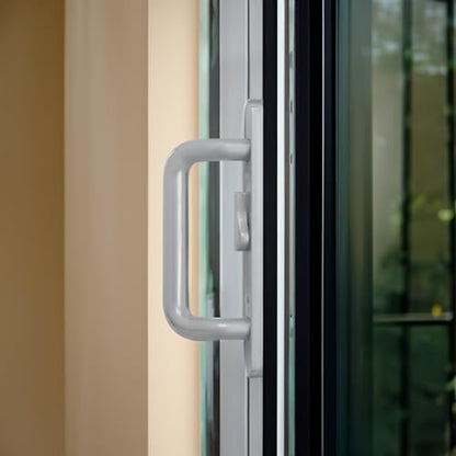 Center Latch Handle Set for Sliding Patio Doors Repair - Smooth Secure Grip | Corrosion-Resistant | Patio Glass Door Handle Replacement, Right-Handed Orientation - Center Latch (Grey)