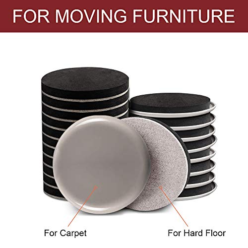 Yelanon Furniture Sliders, 20pcs-3 1/2” Felt Furniture Sliders for Carpet, Furniture Pads Hardwoods Floors, Heavy Furniture Movers Sliders, Reusable Moving Pads, Floor Protectors for Carpet - size: 10pcs 3.5'' sliders & 10pcs 3.5'' felt sliders