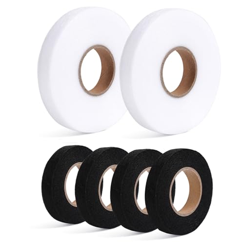 Iron On Hemming Tape - 2 Rolls 1.5 cm x 70 Yards Each & 4 Rolls 1.5 cm x 27 Yards Each - Adhesive for Fabric Tape No Sew Hemming Tape for Clothes Pants Dresses Curtains, White & Black - color: Multicolored, size: 140yards+108yards