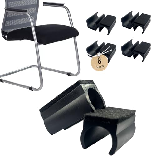 Rectangle U Shaped Chair Leg Tips Caps with Felt Pads,Furniture Feet Protector Slide Smoothly Glides No Scratches No Noise Protect Hardwood Floor,Fit 25mm(1inch) Diameter Tubular Leg (Black 8PCS) - color: 8pack-black, size: 25mm(1inch)-Diameter