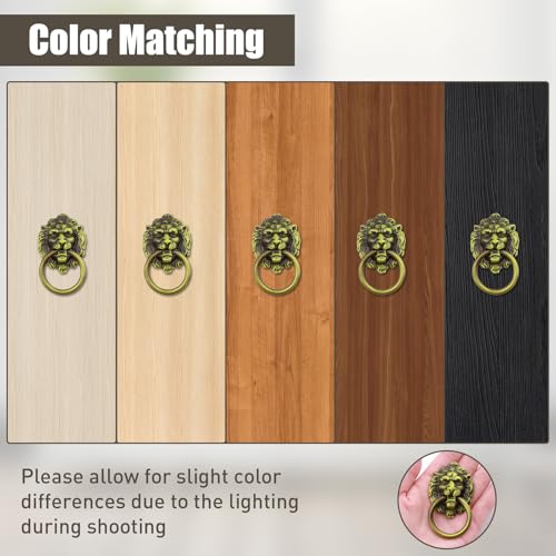 5 Pcs Antique Cabinet Drawer Knobs Pulls with Screws, Vintage Bronze Drop Ring Handles Knobs Hardware for Dresser Cupboard Closet Jewelry Box (Lion Head) - style: Lion Head