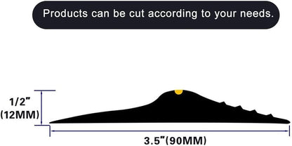 12Ft/3.7M Universal Garage Threshold Seal Strip Garage Door Bottom Weatherproof Strip Rubber DIY Weather Stripping Replacement Not Include Sealant/Adhesive (Black-Yellow Line) - color: Black+Yellow, size: 12 Ft (no adhesives)