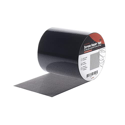 by.RHO Screen Repair Kit, Extra Wide (4in x 15FT), Black, Adhesive & Waterproof, Fiberglass, fix for Screen Door and Window Screen - color: Black, size: 4in x 15ft