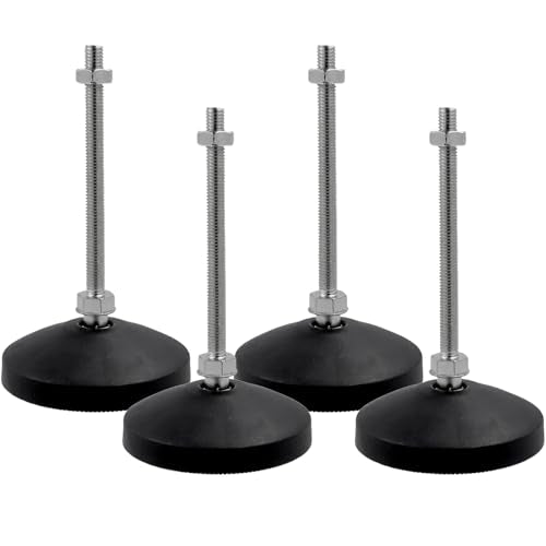M8x100mm Leveling Feet, 5.2 Inch Height & 880 lb Capacity, Heavy Duty Adjustable Swivel Furniture Glides, Threaded Rubber Feet Levelers for Table, Shelves, Workbench, Cabinet, Machine, 4Pcs - color: Black, size: D80xM8xH100mm