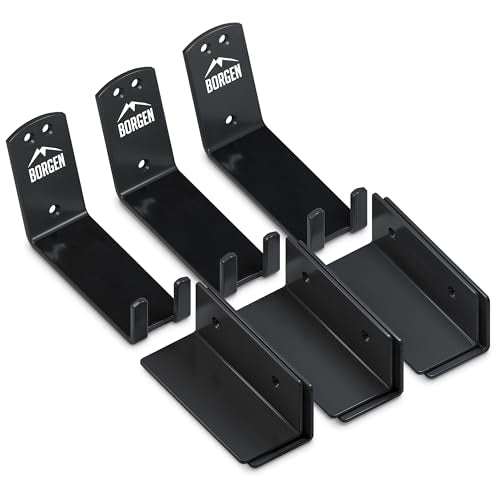 Borgen Bike Wall Mount Pedal Hook for E-Bikes, MTB & Road - Bicycle Wall Mount with Support Brackets and Wall Protection Pads, Suitable as Bike Rack Garage Bike Storage Shed and Bicycle Storage Indoor - color: Black, size: Set of 3