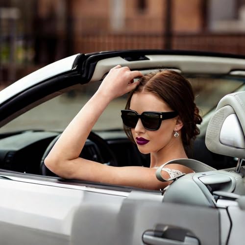HAOLOTA Polarized Fit Over Glasses Sunglasses for Women Men Trendy Square Wrap Around Shades UV Protection - color: L Size 01 Black/Grey