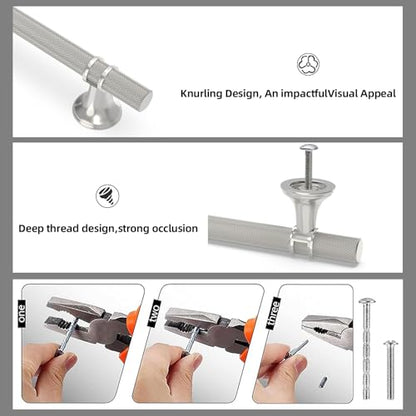 10 Pack 5 Inch Cabinet Pulls knurled Brushed Satin Nickel Kitchen Cabinet Handles Aluminum and Zinc Alloy Drawer Pulls Solid Cabinet Hardware - color: Brushed Satin Nickel Knurled, size: 5'' Hole Center(128mm)