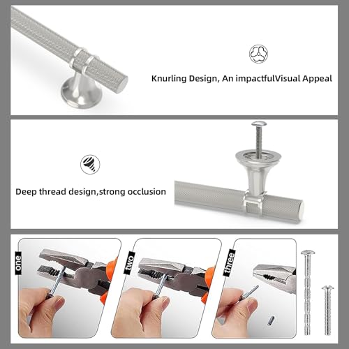 10 Pack 3 Inch Cabinet Pulls knurled Brushed Satin Nickel Kitchen Cabinet Handles Aluminum and Zinc Alloy Drawer Pulls Solid Cabinet Hardware - color: Brushed Satin Nickel Knurled, size: 3'' Hole Center(76mm)