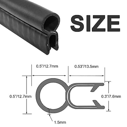 Storystore Car Door Rubber Seal Strip, Fits 1/16" Edge, Trim Seal with Top Bulb for Cars, Boats, RVs, Trucks, and Home Applications, Automotive Weather Striping (10Ft) - size: 10 Feet