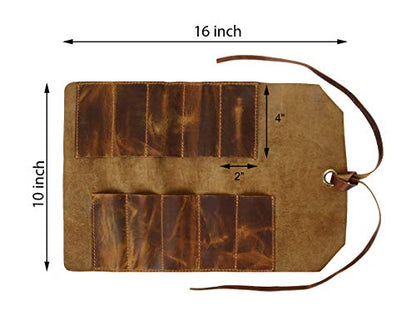 Leather Tool Roll Up Pouch - Leather Tool Wrench Roll/Chisel Bag by Rustic Town - style: 10 Slots(medium)