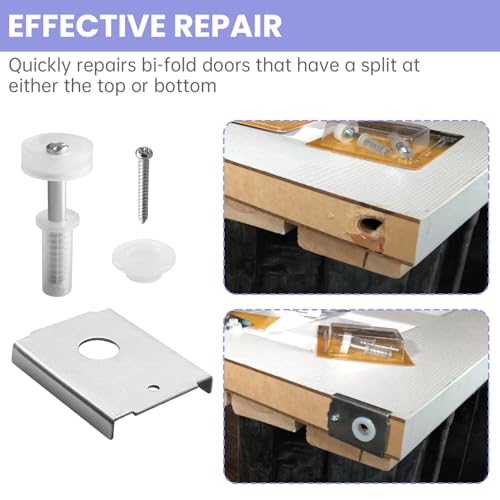 N 7192 Bi-fold Door Repair Bracket and N 7266 Bi-Fold Door Top Pivot and Guide Wheel, Bifold Closet Door Hardware Repair Part, Top or Bottom Mount