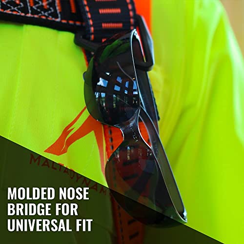 Malta Dynamics Safety Glasses – ANSI Z87+ Rated UV Eye Protection Glasses for Construction, Manufacturing, Scratch-Resistant - color: Tinted, size: 24 Pack