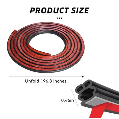 Car Door Seal Strip, Thickened Rubber Vehicle Weather Stripping, Soundproof Self Adhesive Automotive Sealing Strip for Hoods,Trunks,Windows, Universal for SUV, Truck, RV (16.4Ft) - size: 16.4Ft