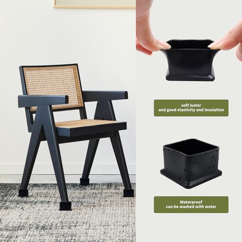 Chair Leg Caps Mcredy Table Leg Foot End Cap Protector Inner Size 1-1/2Inch x 1-1/2Inch Rubber Furniture Foot Fit for Square,Rectangle Chair feet Floor Protectors Black(8 Pcs) - size: 1.5" x 1.5",8 Pcs