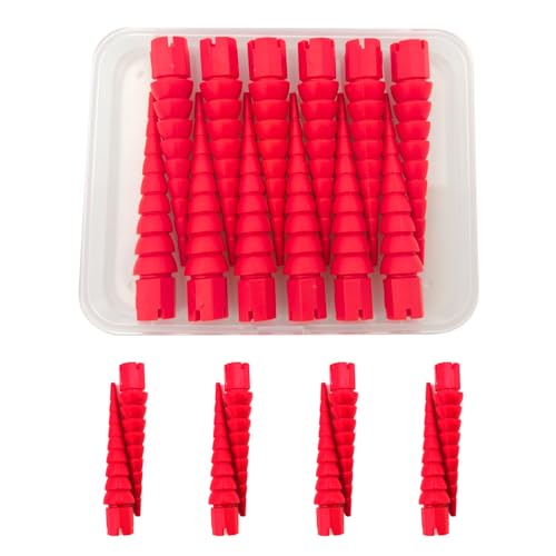 Red 12PCS Stripped Screw Hole Repair Anchor, Door Hinge Screw Hole Filler, Multi Use Wall Anchors, Fits Wood Screws Sizes #2 to #16 - color: Red