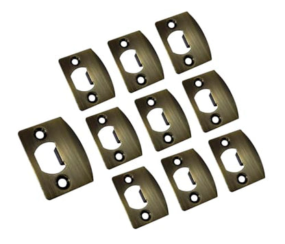 QCAA Solid Brass Latch Strike Plate L 2-1/4" x W 1-7/16", Screw Hole CTC 1-5/8", Antique Brass, Made in Taiwan, 10 Pack - color: Antique Brass, size: 10 Pack