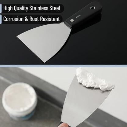Bates- Putty Knife Set, 7 pcs, Stainless Steel, 1" 1.5" 2" 2.5" 3" 4" 5" Flexible Metal Scraper, Drywall Spackle Knife, Metal Paint Scraper Tool, Putty Knife Scraper, Wall Scraper, Drywall Knife - color: Black Stainless Steel, size: 1", 1.5", 2", 2.5", 3"