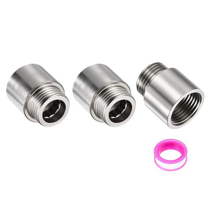 Shower Head Extension Arm, 304 Stainless Steel G1/2 Male to Female Thread 30mm/1.18" Length Extender Pipe Fitting Nipple for Showers, Faucets, and Plumbing with PTFE Thread Seal Tape 3 Pack - size: 30mm/1.18"