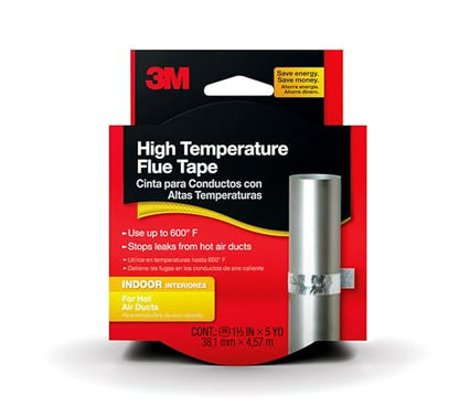 3M High Temperature Flue Tape, High Heat Sealing Tape up to 600 degrees, 15-Foot Roll - size: 1.5 in x 15 ft (Pack of 1)