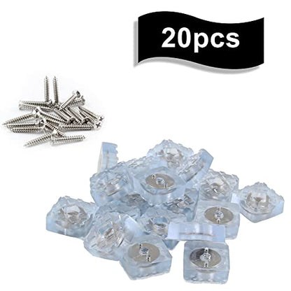Bonsicoky 20Pcs 0.87Inch/22mm Rubber Furniture Pads with Screws, Clear Square Non Slip Furniture Feet Heavy Duty Couch Feet Covers for Chair, Table, Desk, Sofa - size: 22mm (Square, Clear)