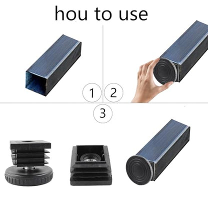 8Pcs Adjustable Leveling Feet, Square Insert Kit, Furniture Glide Leveler, Black, 40x9mm, 30x30x14mm - size: 30x30mm